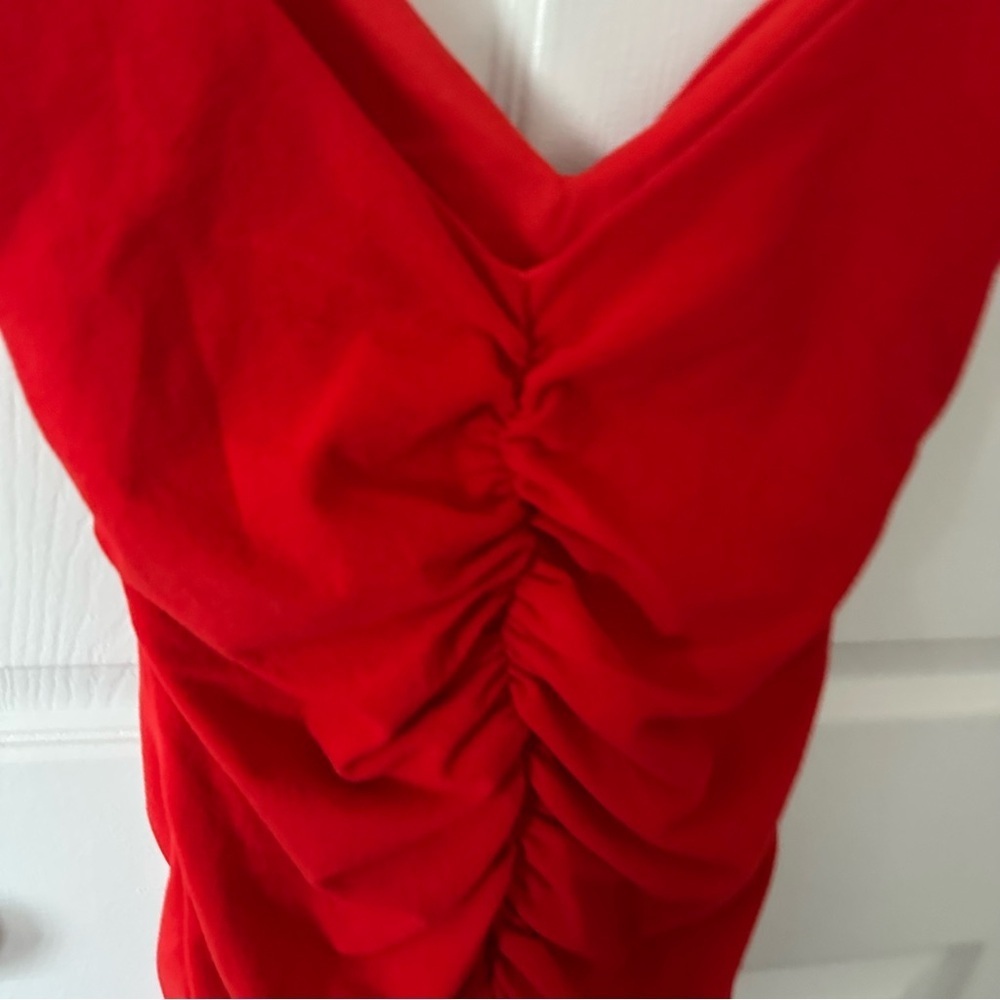 Red Ruched Dress - Picture 5 of 6